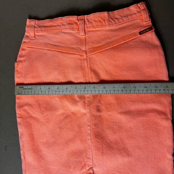 NWT Vintage 80s 90s Speed Neon Washed Orange Denim Mom Skirt High Waisted - Picture 6 of 8